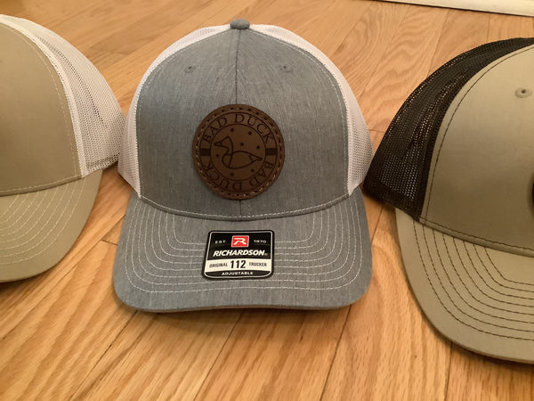 Trucker Hat - Bad Duck Circle Emblem  -  Dark Leather Patch