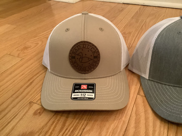 Trucker Hat - Bad Duck Circle Emblem  -  Dark Leather Patch