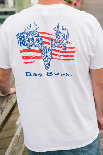 Bad Duck American Flag with antlers t-shirt.