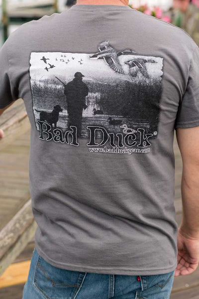 Bad Duck duck hunting graphic t-shirt.